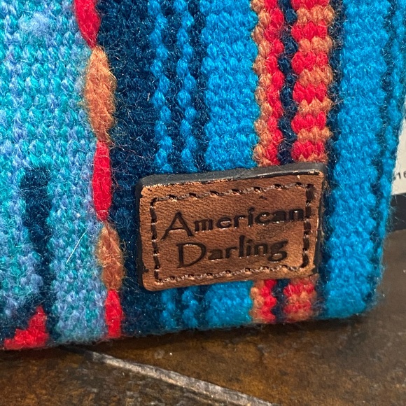 NWT American Darling Blue blanket bag with genuine leather wristlet strap - Picture 6 of 8